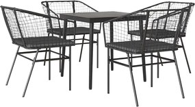 vidaXL Set de sufragerie de grădină 5 piese neagră Sticlă Poly Rattan