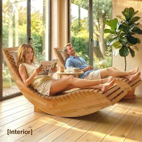 Outsunny Set de 2 Balansoare de Exterior, Șezlonguri Pliabile Ergonomice din Lemn de Acacia, Natural. | Aosom Romania