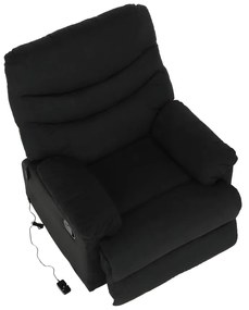 Fotoliu reglabil masaj, material textil catifea negru, LAMBERT