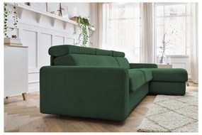 Colțar verde închis extensibil cu tapițerie din catifea reiată (cu colț variabil) Monaco – Bobochic Paris