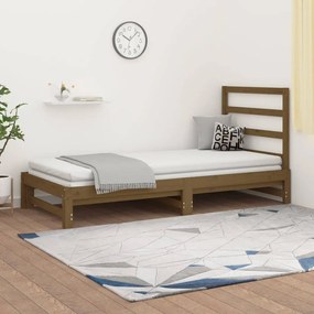 3108315 vidaXL Pat de zi extensibil maro miere 2x(90x190) cm lemn masiv de pin