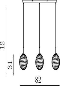 Lustra cu 3 pendule sticla colorata Whirl