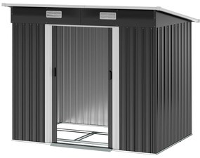Outsunny Şopron din metal 2,3 m² 207 x 130 x 182 cm șopron cu acoperiş în pantă fereastră cadru pentru pardoseală negru | Aosom Romania