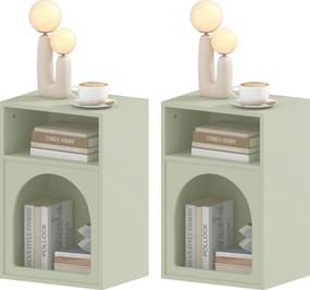 HOMCOM Lot de 2 mese de noapte, masă de noapte cu compartimente deschise, design aranjat, 40 x 30 x 60 cm, verde deschis | Aosom Romania