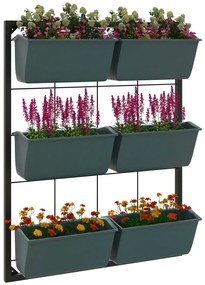 Outsunny Jardiniera de perete pe 3 nivele cu 6 ghivece pentru interior si exterior, Jardiniera cu montare pe perete