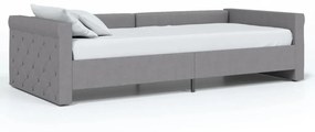 337193 vidaXL Pat de zi cu USB, gri deschis, 90x200 cm, material textil
