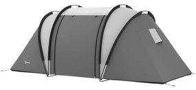 Outsunny Cort de camping familial 4-5 persoane cu 2 camere 3 ferestre, sac de transport, impermeabil, dim. 450L x 220l x 180Hcm | Aosom Romania