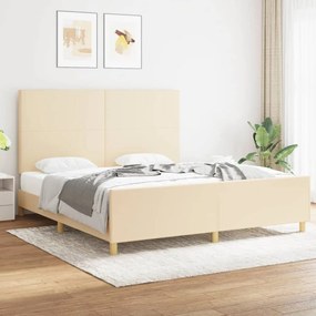 3124916 vidaXL Cadru de pat cu tăblie, crem, 180x200 cm, textil