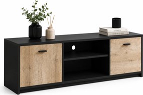 Comoda TV Sanne, negru/maro, PAL, 136x52x39 cm