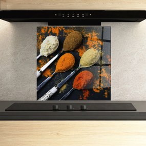 Panou Sticla Bucatarie, 100x100cm, Protectie aragaz, Antistropi, Termorezistent, Alimente, Condimente, Spoons With Spices