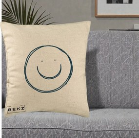 Perna Decorativa Smile Desen Minimalist, 40x40 cm, Bej, Husa Detasabila, Perna Inclusa, BEKZ®