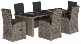 3277602 vidaXL Set mobilier de grădină cu perne, 7 piese, gri, poliratan