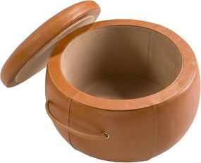 Taburete cu spatiu de depozitare LUX design italian Cowhide camel