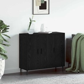 vidaXL Bufet cu depozitare cu ușă Negru 90 x 34 x 80 cm Lemn compozit