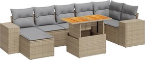 vidaXL Set canapele de grădină, 8 piese, cu perne, bej, poliratan