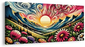 Tablou munți colorați la răsărit