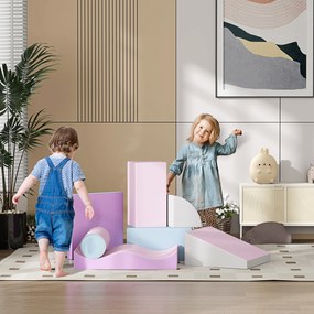 HOMCOM Set de Cuburi Moi pentru Copii, stimulează creativitatea, piele artificială, 40x40x20 cm, Multicolor, 1-3 ani | Aosom Romania