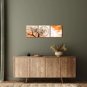 Tabloul cu pomul portocaliu (cu ceas) (90x30 cm)