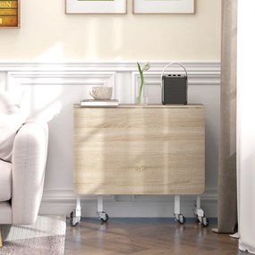 HOMCOM Masă de Dining Pliabilă pentru 4-6 Persoane cu Roți și Aripi Rabatabile Masă Rabatabilă pentru Bucătărie Sufragerie 120x80x73 cm Stejar | Aosom Romania