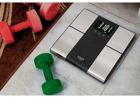 Cantar corporal Adler AD 8165, Pana la 225 kg, Memorie pana la 10 utilizatori, Afisaj LCD, 3 x AAA, Inox/Negru