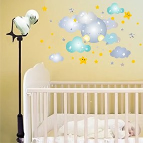 Sticker perete Luna, nori si stele