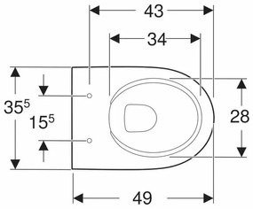 Vas wc suspendat Geberit Selnova Compact Rimfree Proiectie scurta