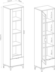 Mazzoni Vitrină LANA W-50 Stejar Artisan - DULAP CU O UȘĂ CU SERTAR