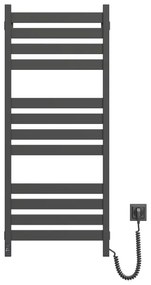 Radiator de baie tip scară cu termostat LARGO 541W/230V 120,6 cm IP44 negru, racordare pe partea dreaptă