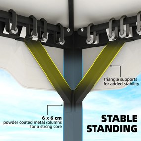 Outsunny Cort pentru Grădină cu Acoperiș Dublu Foișor cu 4 Pereți și Plasă Anti-Țânțari pentru Exterior Terasă 360x300x279 cm Gri Deschis | Aosom Romania