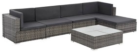 vidaXL Set mobilier de grădină cu perne, 6 piese, gri, poliratan