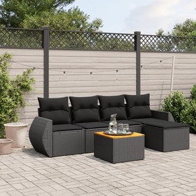 3224977 vidaXL Set mobilier de grădină cu perne, 6 piese, negru, poliratan