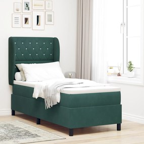vidaXL Pat cu saltea cu arcuri , verde închis, 80 x 200 cm, din catifea.