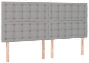 Pat continental, gri deschis, 180x200 cm, material textil Gri deschis, 180 x 200 cm, Nasturi de tapiterie