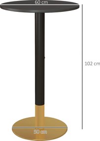 HOMCOM Masă de bar rotundă masă bistro masă de bucătărie stil contemporan cadru din oțel dim. 60L x 60l x 102H cm negru | Aosom Romania