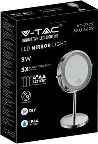 Oglinda iluminata led 3w pentru make up 6400k cu baterii 4xaa