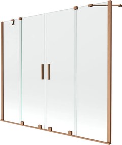 Mexen Velar Duo paravan de baie cu 2 aripi glisante 200 x 150 cm, transparent, cupru periat - 896-200-000-02-65