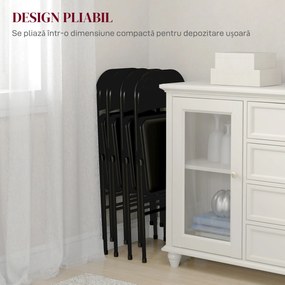 HOMCOM Set de 2 Scaune Pliabile Metalice, Tapițate cu Piele Ecologică PU, pentru Interior, cu Șezut Confortabil și Spătar Deschis | Aosom Romania