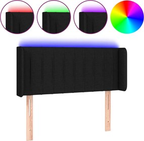 vidaXL Tăblie de pat cu LED, negru, 103x16x78/88 cm, textil