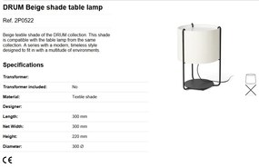 Lampa masa / Veioza moderna design elegant DRUM bej