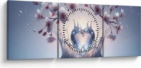 Tablou - Inimă de diamant (cu ceas) (90x30 cm)