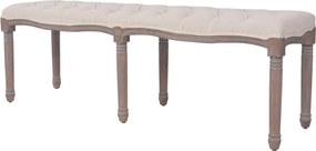 vidaXL Bancă, alb crem, 150x40x48 cm, pânză și lemn masiv