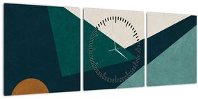Tablou - Abstract cubic (cu ceas) (90x30 cm)