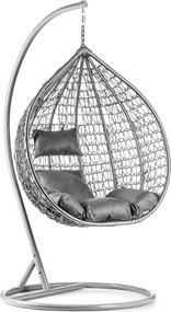 Scaun suspendat gri KOKON cu suport, perna gri