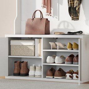 HOMCOM Cuier pantofar 4 în 1 cuier modern cu raft deschis pentru hol intrare dormitor 100x38x172 cm Alb | Aosom Romania
