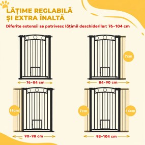 PawHut Poartă Reglabilă pentru Câini 76-104 cm, Înălțime 106 cm, cu 2 Extensii, Albă | Aosom Romania