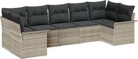 vidaXL Set de canapele pentru grădină 7 pcs Gri deschis Rattan poli