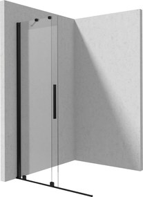 Paravan dus sticla securizata walk-in cu usa glisanta, 140x195 cm, negru mat, Deante Prizma Negru mat, 1400x1950 mm