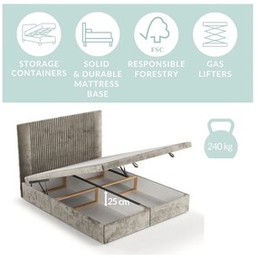 Pat matrimonial gri tapițat cu spațiu de depozitare 180x200 cm Mavel – Maison de Rêve