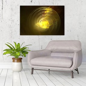 Tabloul cu spirala abstractă în galben (90x60 cm)