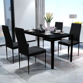 242986 vidaXL Set mobilier de bucătărie, cinci piese, negru